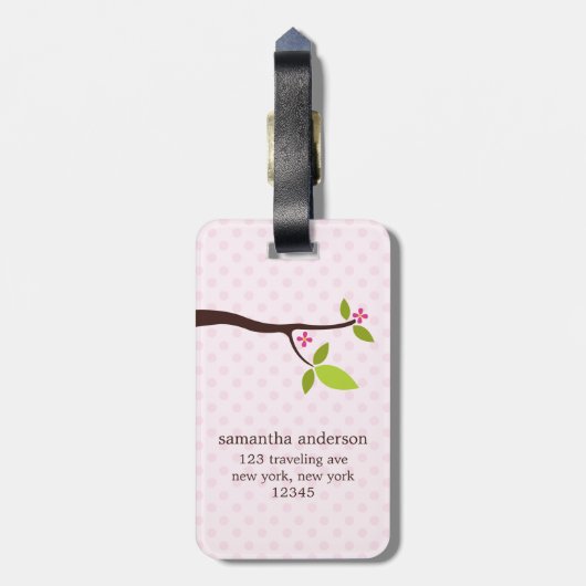 Cute Pink Owl Bagagelabel (Achterkant verticaal)