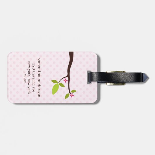 Cute Pink Owl Bagagelabel (Achterkant horizontaal)