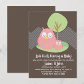 Cute Pink Owl Bossen Baby shower Geslacht Kaart (Voorkant / Achterkant)