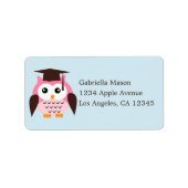 Cute Pink Owl Etiket (Voorkant)