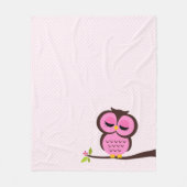 Cute Pink Owl Fleece Deken (Voorkant)