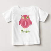 Cute Pink Owl Girl Name First Birthday Party (Voorkant)