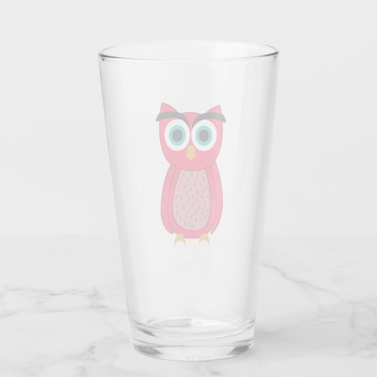 Cute Pink Owl Glas (Achterkant)