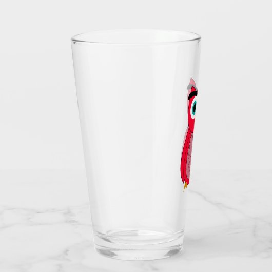 Cute Pink Owl Glas (Rechts)