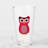 Cute Pink Owl Glas (Voorkant)