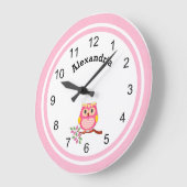 Cute Pink Owl Grote Klok (Hoek)