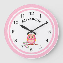 Cute Pink Owl Grote Klok