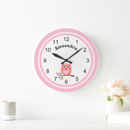 Cute Pink Owl Grote Klok (Huis)