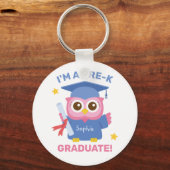Cute Pink Owl, ik ben een Pre-K Afstuderen, Gepers Sleutelhanger (Voorkant)