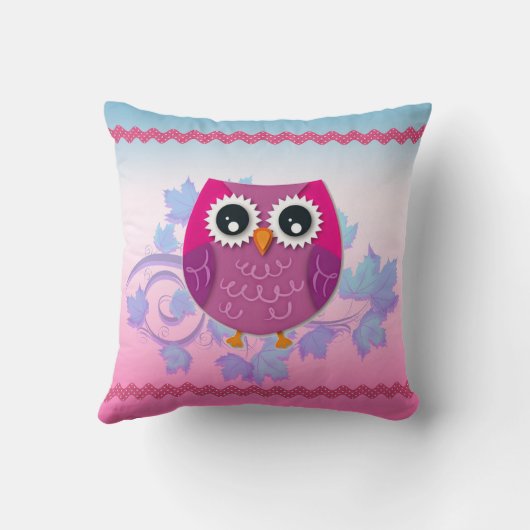 Cute Pink Owl Illustration Sierkussen (Achterkant)
