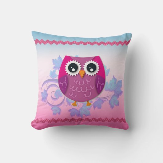 Cute Pink Owl Illustration Sierkussen (Voorkant)