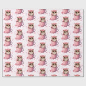Cute Pink Owl in een beker gevlekt Cadeaupapier (Vlak)