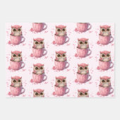 Cute Pink Owl in een beker gevlekt Inpakpapier Vel (Voorkant)