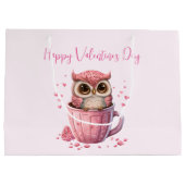 Cute Pink Owl in een beker Valentijns Groot Cadeauzakje (Achterkant)