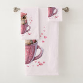 Cute Pink Owl in een Cup Bad Handdoek (Insitu)