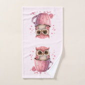 Cute Pink Owl in een Cup Bad Handdoek (Handdoek)