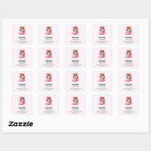Cute Pink Owl in een Cup Business Vierkante Sticker (Vel)