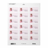 Cute Pink Owl in een Cup Etiket (Full Sheet)