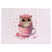 Cute Pink Owl in een Cup Groot Cadeauzakje (Achterkant)