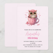 Cute Pink Owl in een Cup Kaart (Voorkant / Achterkant)