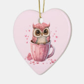 Cute Pink Owl in een Cup Keramisch Ornament (Links)