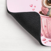 Cute Pink Owl in een Cup Muismat (Hoek)