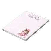 Cute Pink Owl in een Cup Notitieblok (Linkerzijde)