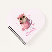 Cute Pink Owl in een Cup Notitieboek (Voorkant)