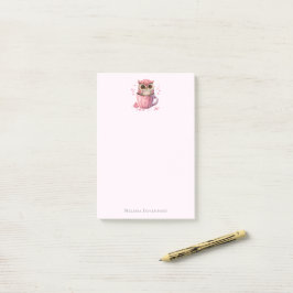 Cute Pink Owl in een Cup Post-it® Notes