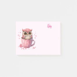 Cute Pink Owl in een Cup Post-it® Notes