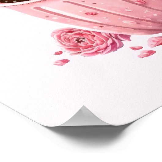 Cute Pink Owl in een Cup Poster (Hoek)