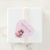 Cute Pink Owl in een Cup Valentijnsdag Bedankjes Labels (In situ)