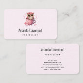 Cute Pink Owl in een Cup Visitekaartje (Voorkant / Achterkant)