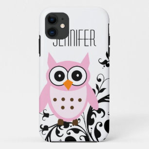Cute Pink Owl, Jouw naam, iPhone 5 Hoesje