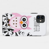 Cute Pink Owl, Jouw naam, iPhone 5 Hoesje (Achterkant (horizontaal))