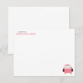 Cute Pink Owl Kinder Dank u opmerkingen Kaart (Voorkant / Achterkant)