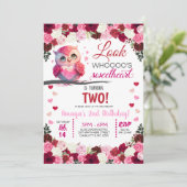 Cute Pink Owl Liefje Valentijnse verjaardag Kaart (Staand voorkant)