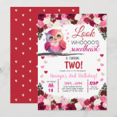 Cute Pink Owl Liefje Valentijnse verjaardag Kaart (Voorkant / Achterkant)