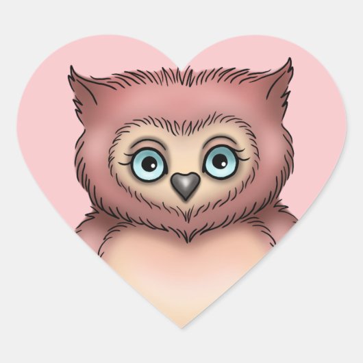 Cute Pink Owl Love Heart Valentijn Hart Sticker (Voorkant)