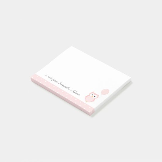 Cute Pink Owl Notes (Schuin)