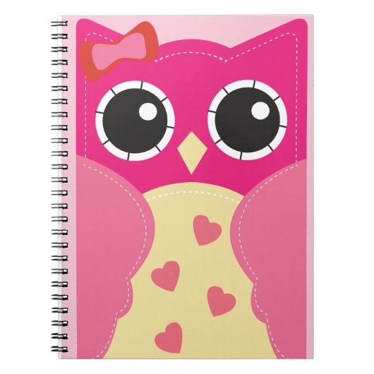 Cute Pink Owl Notitieboek (Voorkant)