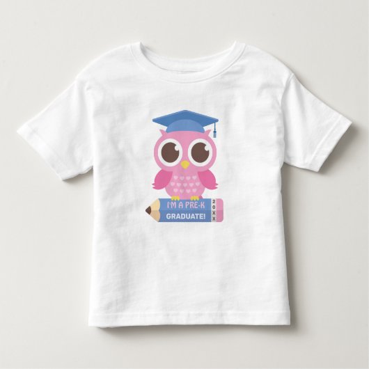 Cute Pink Owl On Pencil, Pre K Graduate Kinder Shirts (Voorkant)