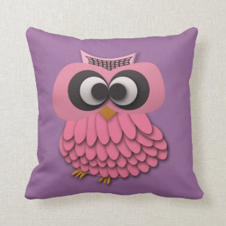 Cute Pink Owl op Paarse Pillow Kussen
