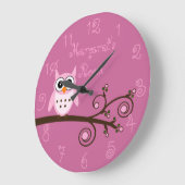 Cute Pink Owl Personalized Girl Room Grote Klok (Hoek)
