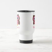 Cute Pink Owl Personalized Travel Mug Reisbeker (Center)