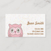 Cute Pink Owl Polka Dots Visitekaartje (Voorkant)
