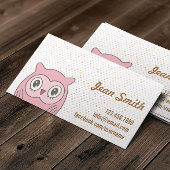 Cute Pink Owl Polka Dots Visitekaartje