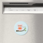 Cute Pink Owl Reading Magneet (Insitu (Vaatwasser))