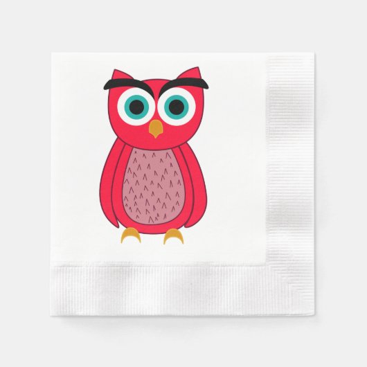 Cute Pink Owl Servet (Voorkant)