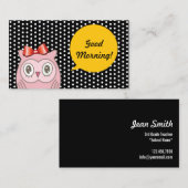 Cute Pink Owl White Spots Teacher Visitekaartje (Voorkant / Achterkant)